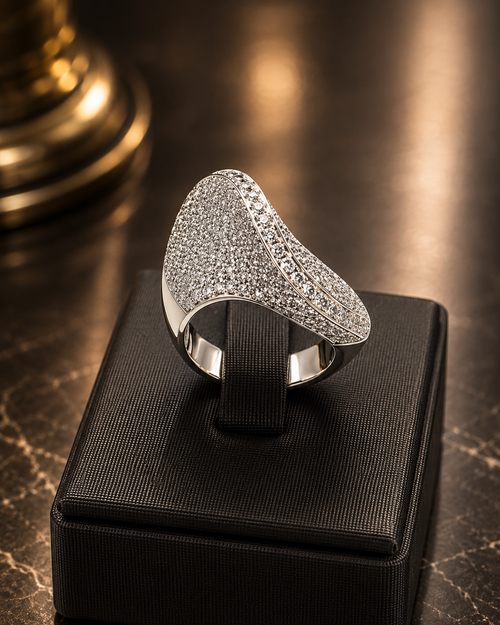 A Wave of 3.9 CT Natural Diamonds Set in 18 KT White Gold Setting - Cassuto & Veronese