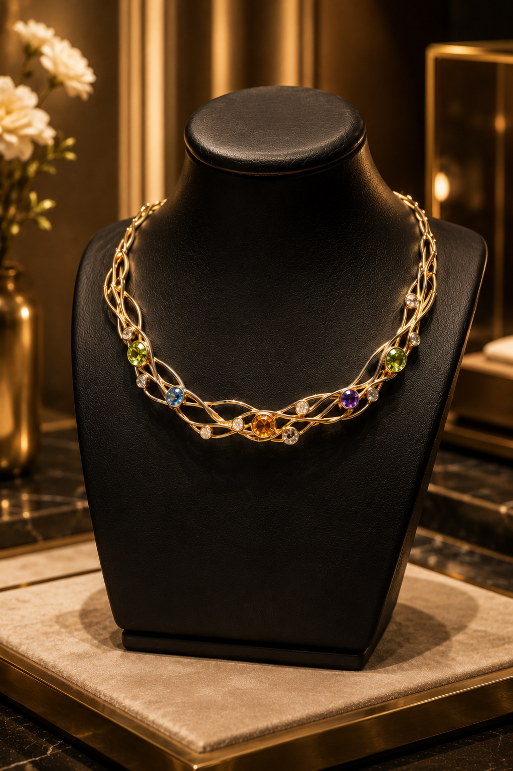 Natural Semi Precious Stones 20 CT, Yellow 14 KT Gold Setting - Cassuto & Veronese