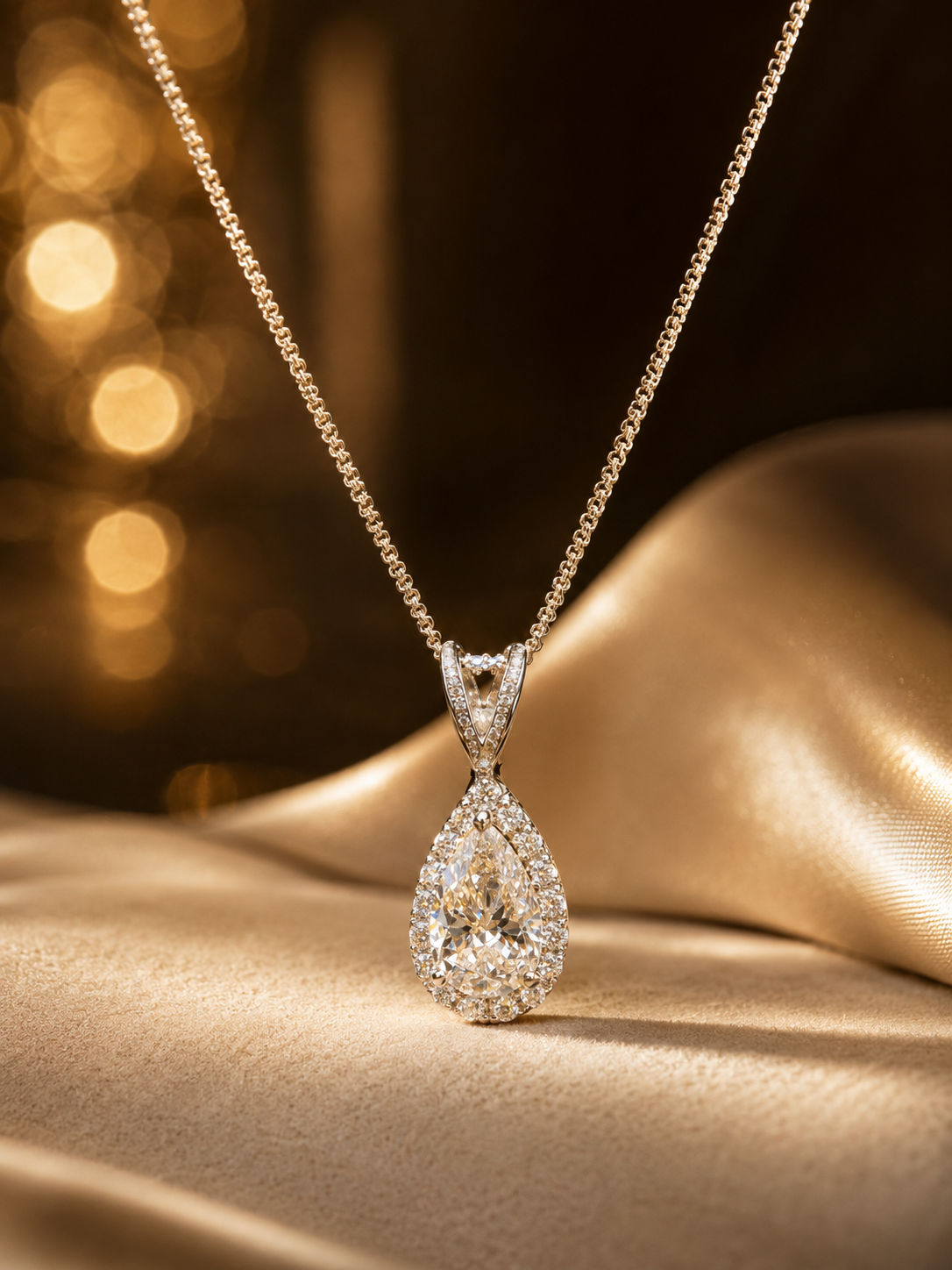 Natural Diamond Pendant, Pear Shaped, 0.73 CT, encased in 0.23 CT Natural Diamonds - Cassuto & Veronese