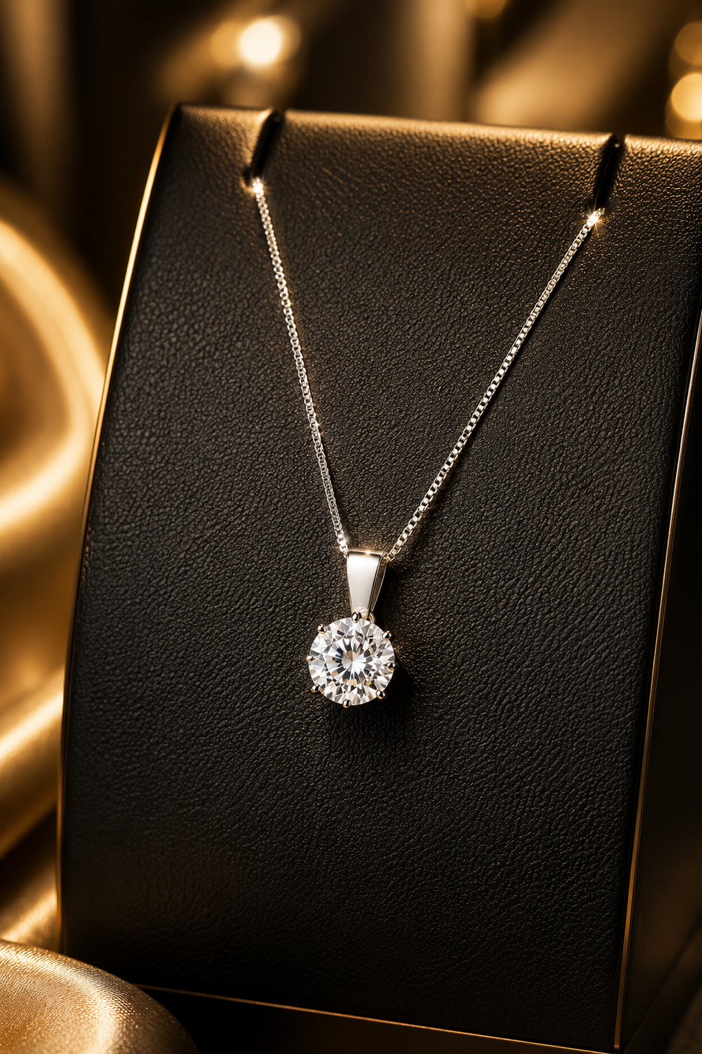 Round Diamond Pendent, White 14 KT Gold, 1 CT Diamond D Color - Cassuto & Veronese