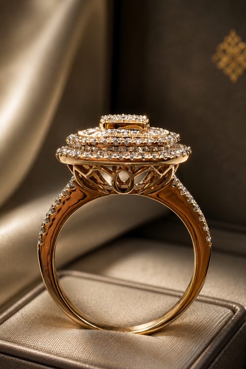Baguette Round Diamond, 2.15 CT, Set in 14 KT Yellow Gold - Cassuto & Veronese