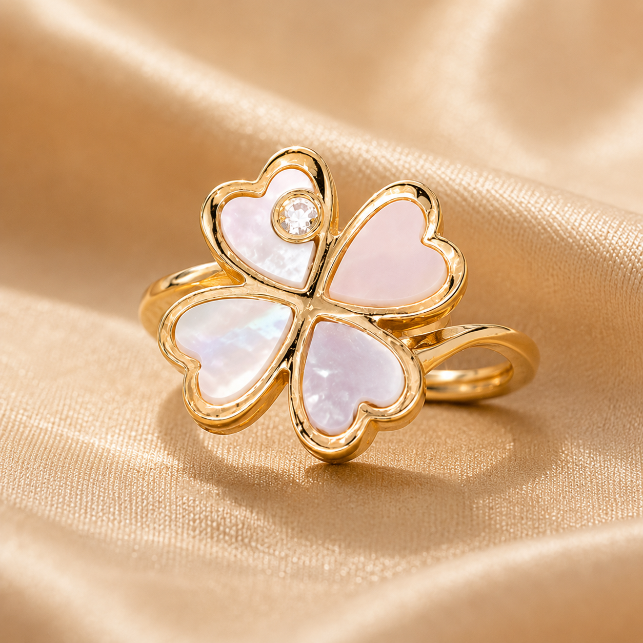 Mother of Pearl Ring, set in 14 KT Yellow Gold - Cassuto & Veronese