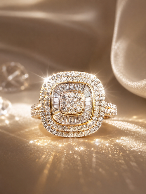 Baguette Round Diamond, 2.15 CT, Set in 14 KT Yellow Gold - Cassuto & Veronese
